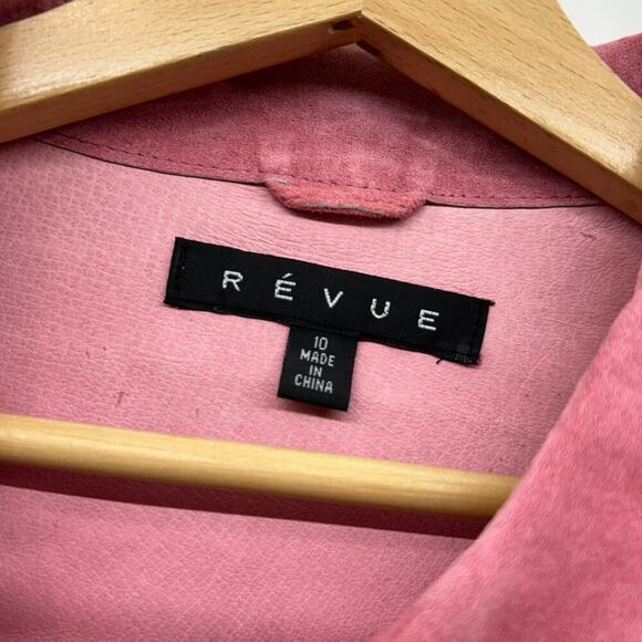 Vintage Revue Pink 100% Suede Button Long Sleeve Top Jacket 10 Western Country - Picture 6 of 9